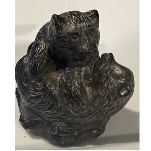 A Wolf Original Handmade Bear Cubs Sculpture Canada 2 1/2" Like Soapstone